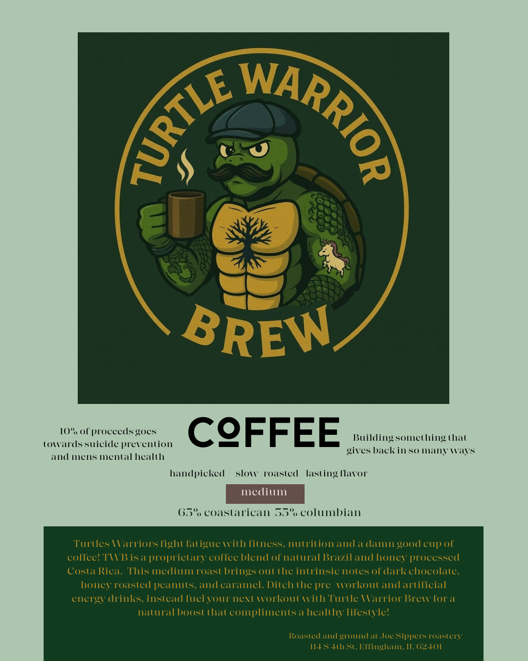 Turtle Warrior Brew – Medium Roast Coffee (12 oz)