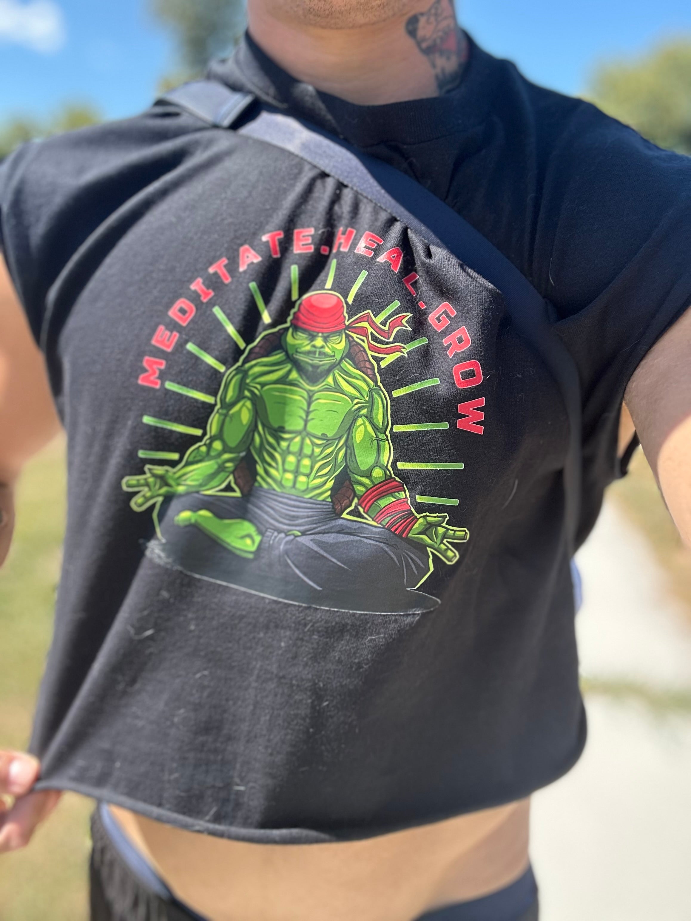 Turtle Warrior Crop Top – Gym & Streetwear Workout Shirt