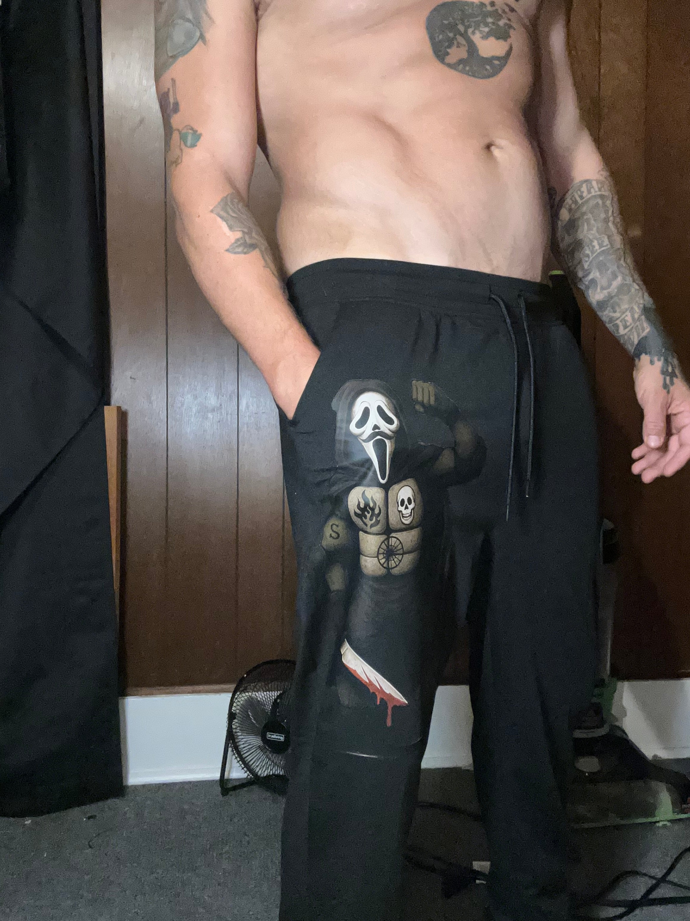 Ghost Face Flannel & Jogger Combo Set — Limited Edition SSS (Red Plaid / Black Joggers)