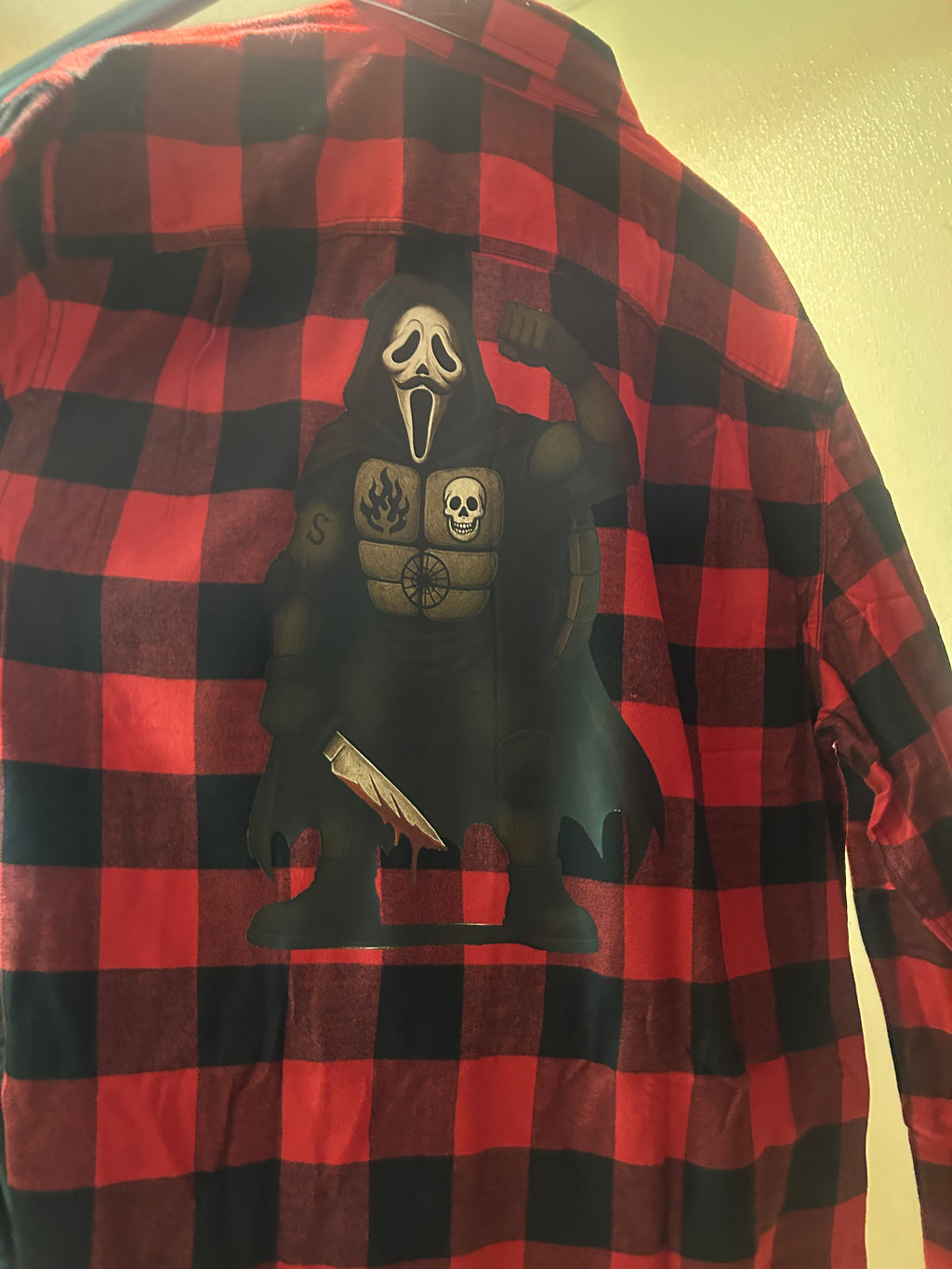 Ghost Face Flannel & Jogger Combo Set — Limited Edition SSS (Red Plaid / Black Joggers)