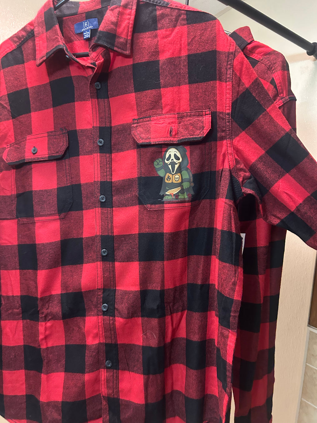 Ghost Face Flannel & Jogger Combo Set — Limited Edition SSS (Red Plaid / Black Joggers)