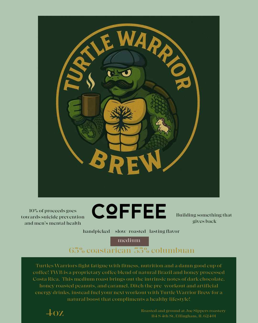 Turtle Warrior Brew – Medium Roast Coffee (12 oz)